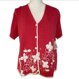 NWT Susan Bristol Embroidered Floral Sweater Size Large